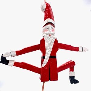 Hand Carved and Hand Painted Santa Pulley